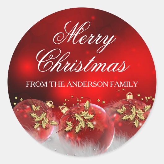 Rond Sticker de Noël Holly & Gold (Devant)