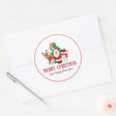 Rond Sticker de Noël Illustration Rouge et Vert (Enveloppe)
