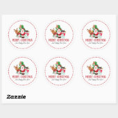 Rond Sticker de Noël Illustration Rouge et Vert (Feuille)