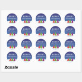 Rond Sticker de Noël Joyeux cool avec arbres abstraits (Feuille)