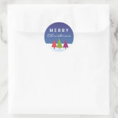 Rond Sticker de Noël Joyeux cool avec arbres abstraits (Sac)