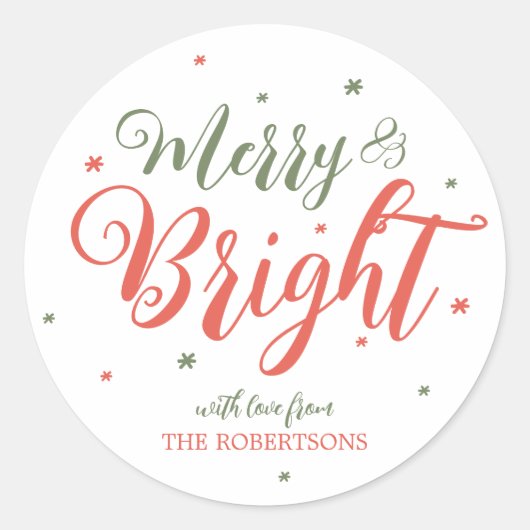 Rond Sticker de Noël joyeux et brillant (Devant)
