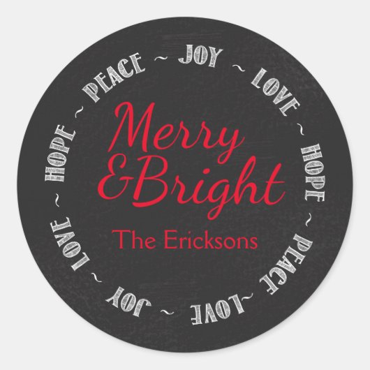 Rond Sticker de Noël Joyeux et Lumineux (Devant)