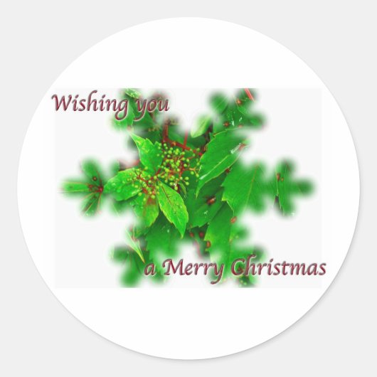 Rond Sticker de Noël Joyeux Foliage (Devant)
