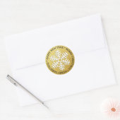 Rond Sticker de Noël Joyeux Snowflake Gold (Enveloppe)