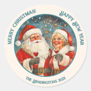 Rond Sticker de Noël Mme Claus de père Noël