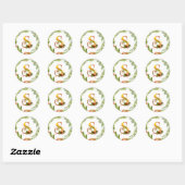 Rond Sticker de Noël monogramme avec couronne (Feuille)