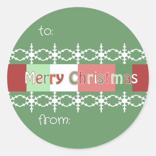 Rond Sticker de Noël montré VERT mais vous choisissez l (Devant)