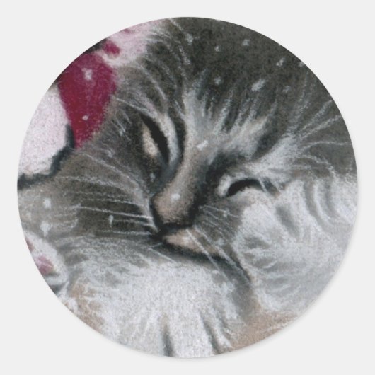 Rond Sticker de Noël père Noël Kitty (Devant)