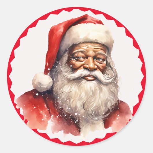Rond Sticker de Noël Père Noël noir (Devant)