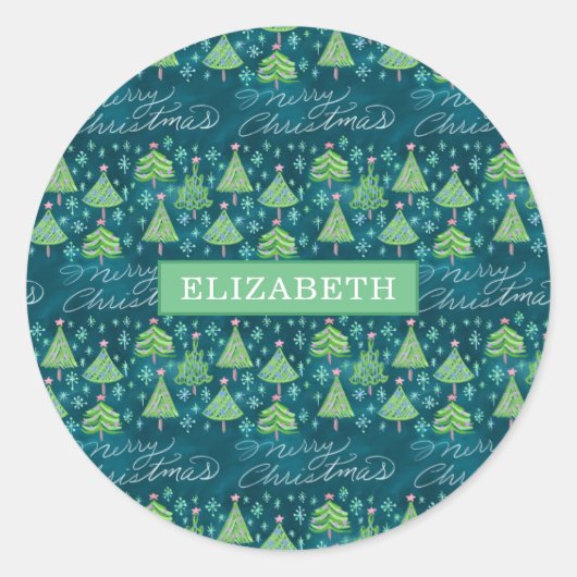 Rond Sticker de Noël - Personnalisé (Devant)