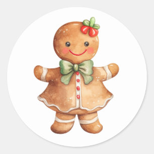 Rond Sticker de Noël pour fille en pain d'épices