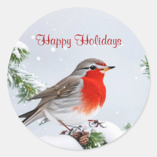Rond Sticker de Noël Red Robin
