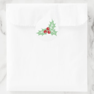 Rond Sticker de Noël rétro Holly Feuilles et Berries