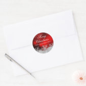 Rond Sticker de Noël rouge Crystal Snowflake (Enveloppe)