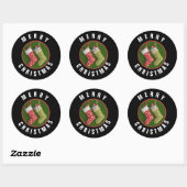 Rond Sticker de Noël rouge et vert (Feuille)