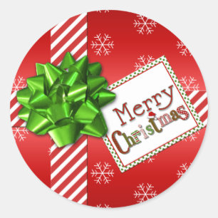 Rond Sticker de Noël rouge, vert, blanc