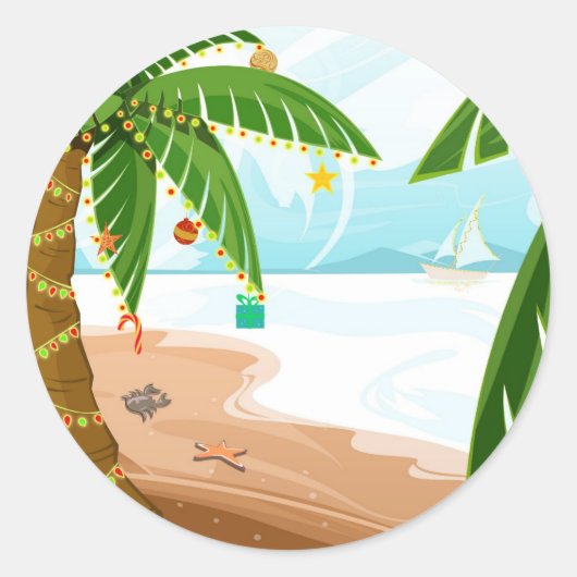 Rond Sticker de Noël tropical (Devant)