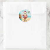 Rond Sticker de Noël Tropical Père Noël (Sac)