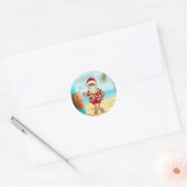 Rond Sticker de Noël Tropical Père Noël (Enveloppe)
