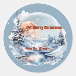 Rond Sticker de Noël Winter Wonderland