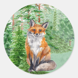 Rond Sticker de Noël Woodland Fox