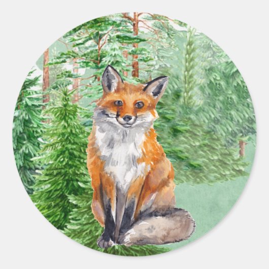 Rond Sticker de Noël Woodland Fox (Devant)