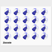 Rond Sticker de nom bleu plage (Feuille)