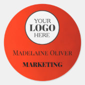 Rond Sticker de nom de logo de l'employé rouge (Devant)