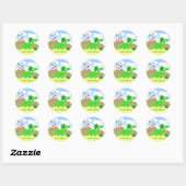 Rond Sticker de nom diplodocus vert (Feuille)