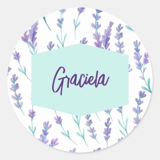 Rond Sticker de nom floral Lavender (Devant)