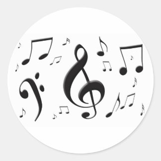 Rond Sticker de notes musicales en bulle