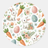 Rond Sticker de Pâques avec lapin et carottes (Devant)