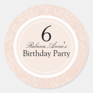 Rond Sticker de partie Anniversaire de enfant Peach & B
