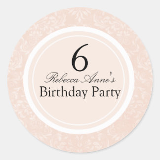 Rond Sticker de partie Anniversaire de enfant Peach & B