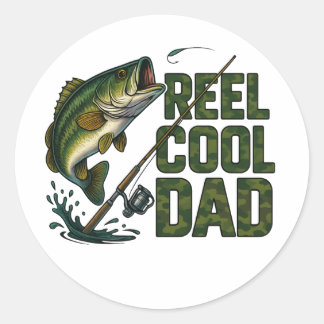 Rond Sticker de pêche pour papa Cool de bobine - Cadeau
