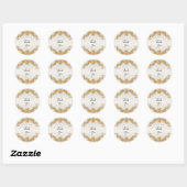 Rond Sticker de perles blanches ornées d'or (Feuille)