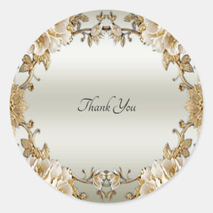 Rond Sticker de phoque à fleurs d'or