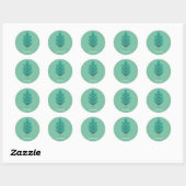 ROND STICKER DE PINE CONE PASTEL TURQUOISE (Feuille)
