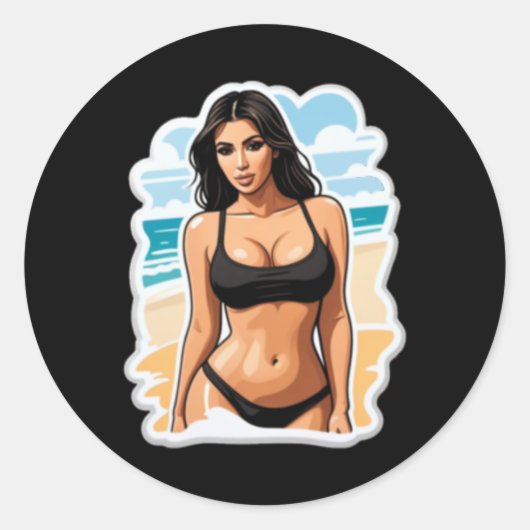 Rond Sticker de plage Kim Kardashian (Devant)