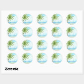 Rond Sticker de plage tropical (Feuille)