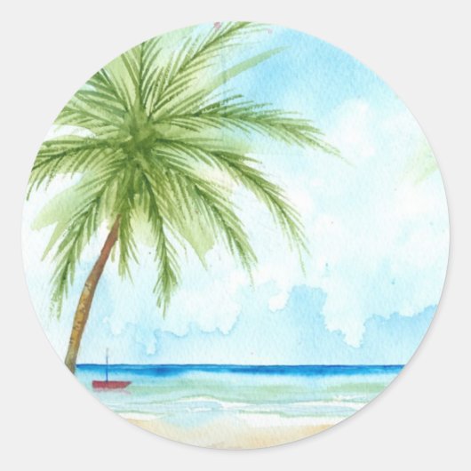 Rond Sticker de plage tropical (Devant)