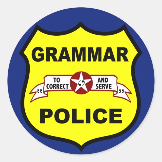 Rond Sticker de police de grammaire (Devant)