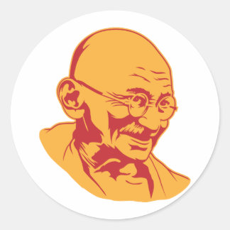 Rond Sticker de portrait Mahatma Gandhi