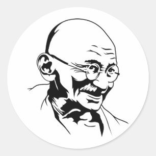 Rond Sticker de portrait Mahatma Gandhi