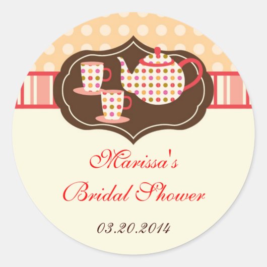Rond Sticker de pot de thé pois (Devant)