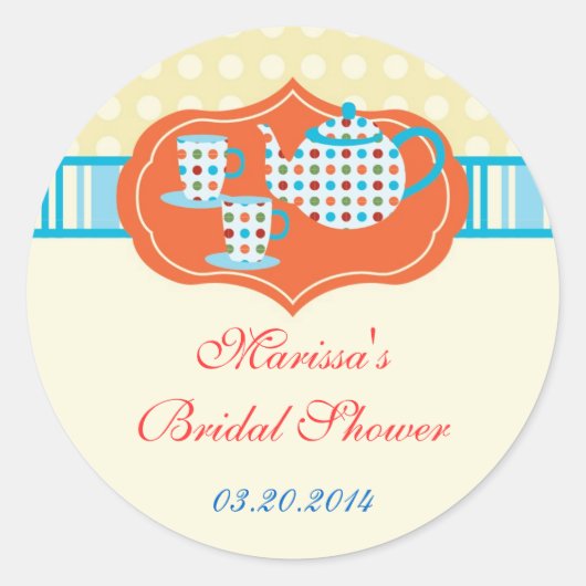 Rond Sticker de pot de thé pois (Devant)