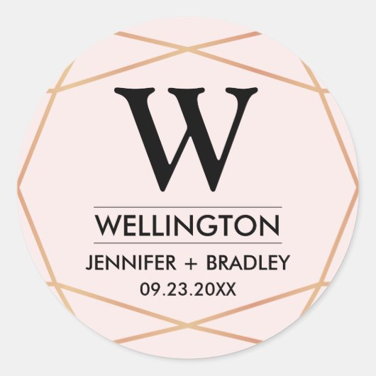 Rond Sticker de préférence de mariage géométrique | Cou (Devant)