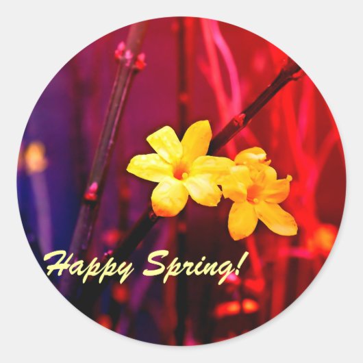 Rond Sticker de printemps heureux (Devant)