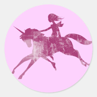 Rond Sticker de rider de rêve Unicorn
